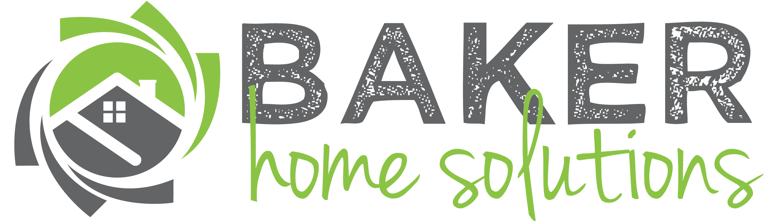 Baker Home Solutions Logo, in positive colours. Horizontal version with icon and name beside to the right