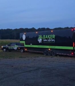 Delivery truck for Baker Home Solutions in logo colors.