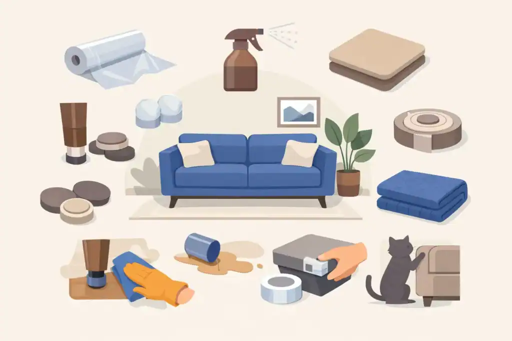 Deep cleaning supplies and tools for home cleaning and organization.