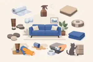 Deep cleaning supplies and tools for home cleaning and organization.