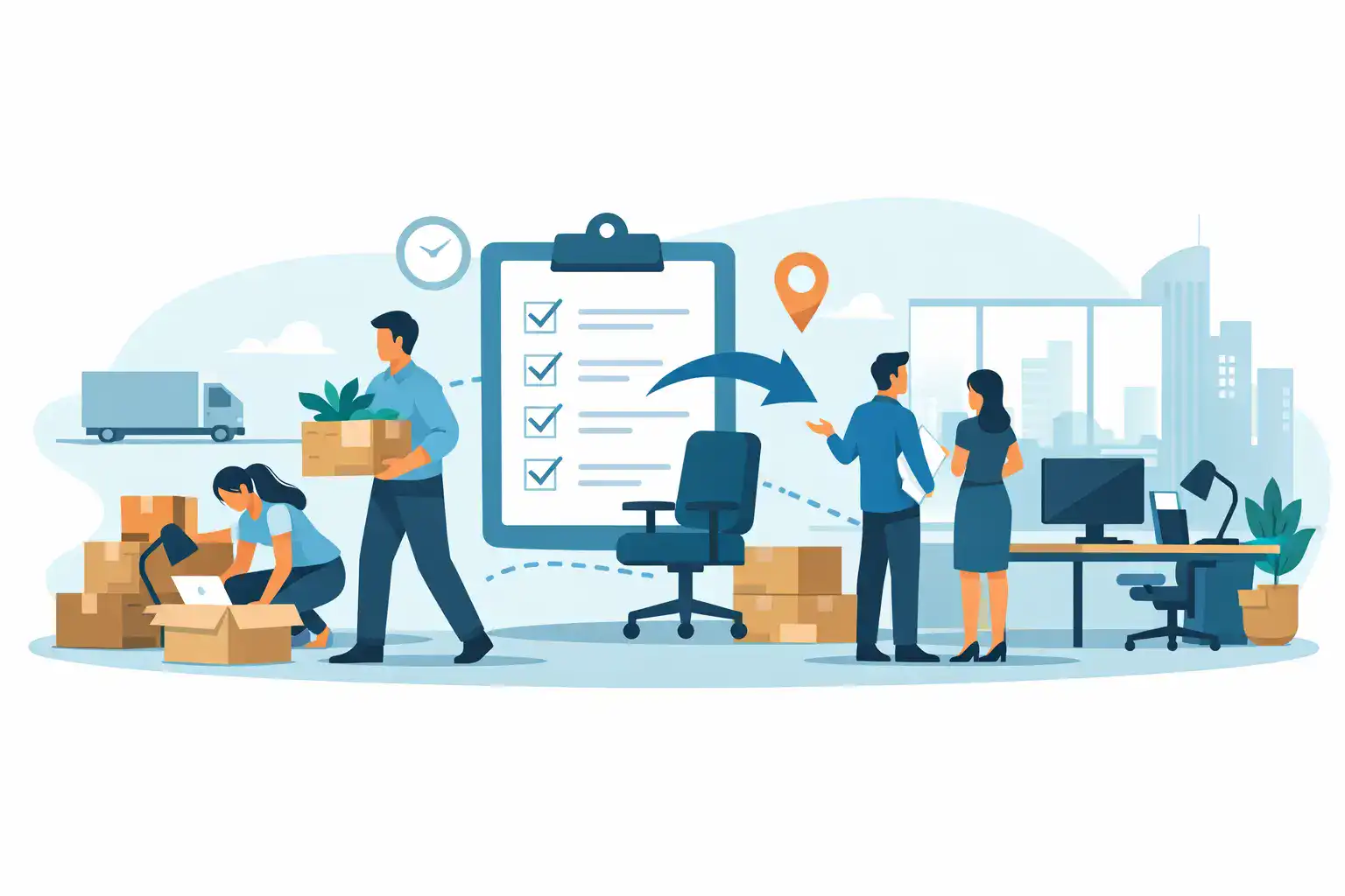 Packing and moving services by Baker Home Solutions in a professional office setting.
