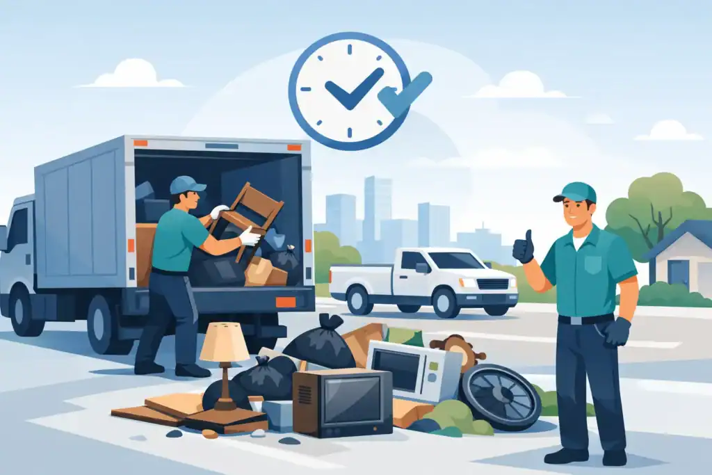 Professional home cleanup and junk removal service in progress.