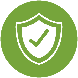 Shield icon with checkmark symbolizing security and protection.