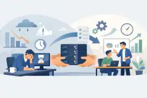 Office downtime reduction with data management and team collaboration.